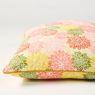 Cushion Piped Dahlia Peach Sap Green