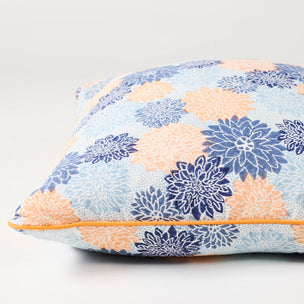 Cushion Piped Dahlia Indigo Peach