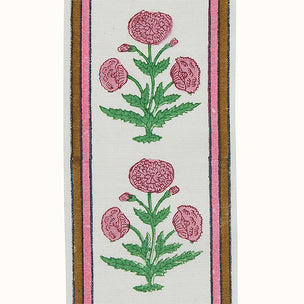Trim Poppy Block printed cotton Pink Green