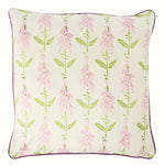 Hand Block Printed Foxglove Cushion Lilac
