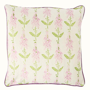 Hand Block Printed Foxglove Cushion Lilac