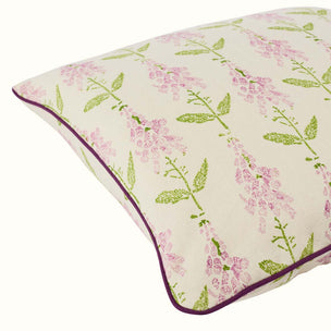 Hand Block Printed Foxglove Cushion Lilac