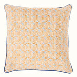 Hand Block Printed Indian Leaf Cushion Copper Blue