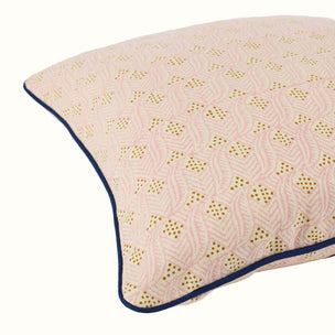 Hand Block Printed Indian Leaf Cushion Pink Copper