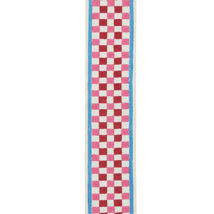 Trim Chequer Block printed cotton Red Pink Sample