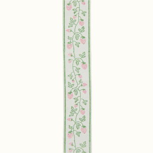 Trim Strawberry Block printed cotton Green Pink Sample