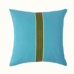 Cushion Pale Blue Linen with Ayra Stripe Olive/Gold tape