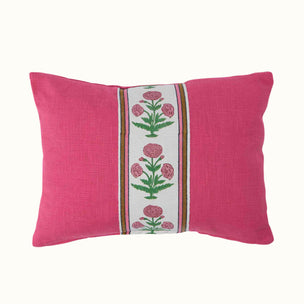 Cushion Hot Pink Cotton with Poppy Pink/Green tape