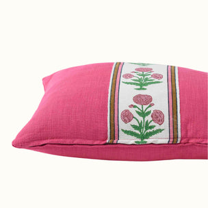 Cushion Hot Pink Cotton with Poppy Pink/Green tape