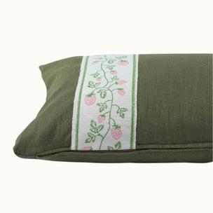 Cushion Olive Green with Strawberry Green/Pink tape