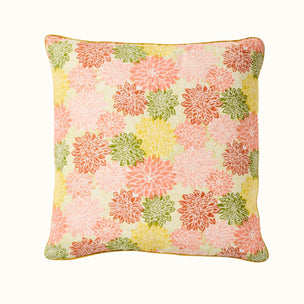 Cushion Piped Dahlia Peach Sap Green