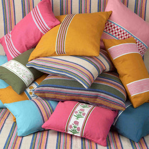 Trim Ayra Stripe Block printed cotton Pink Gold