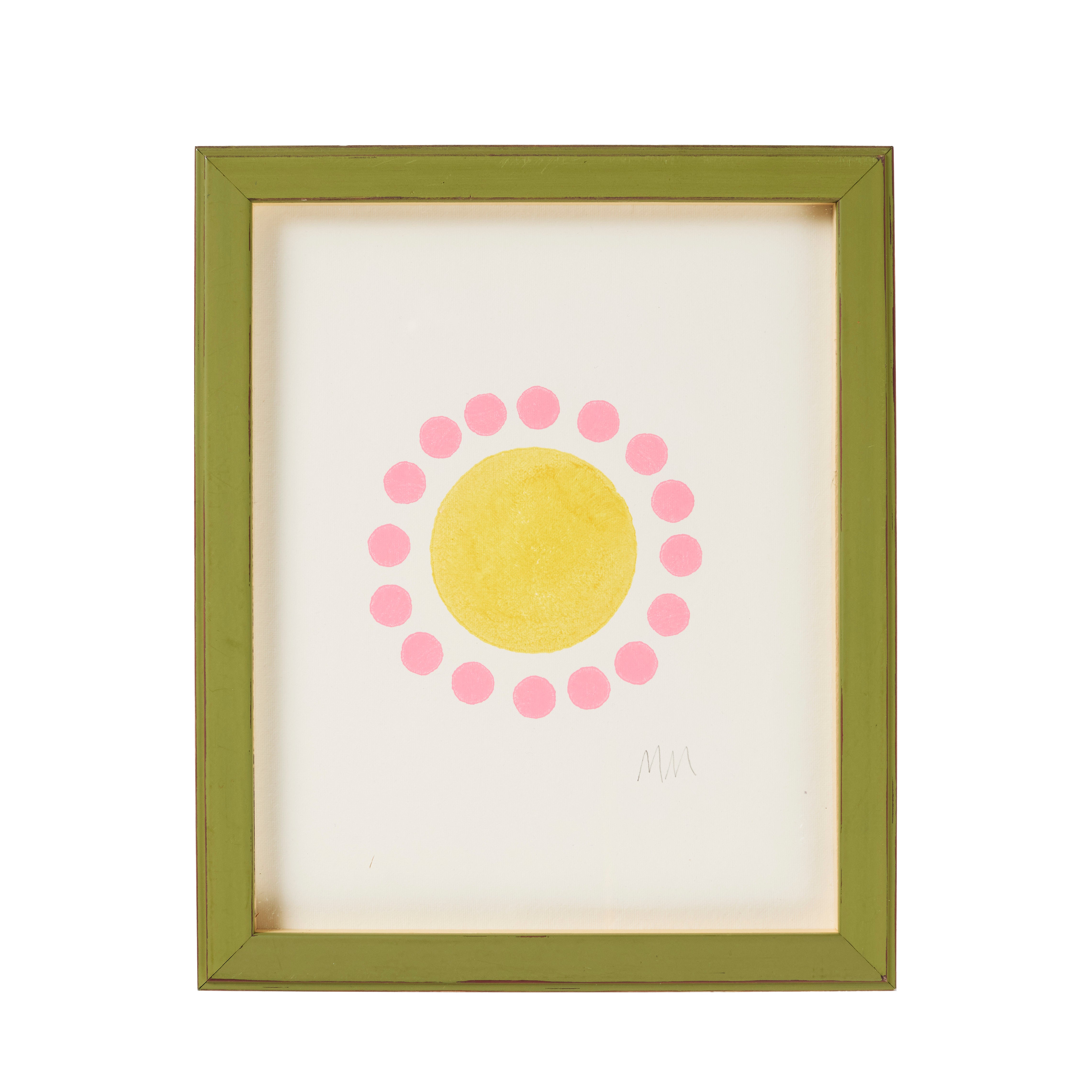 Molly Mahon Green Framed Cotton Paper Print Charleston Yellow