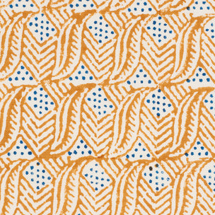 Indian Leaf Hand Block Printed Copper Blue Sample