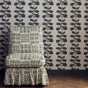 Woodland Sprig Hand Block Printed Green Sample