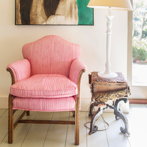Stripe Printed Fabric Linen/Cotton Pink