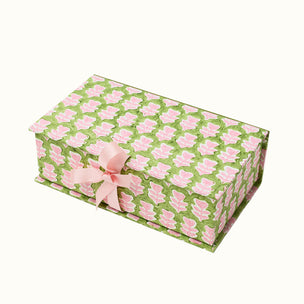 Desk Organiser Box Flower Green Pink