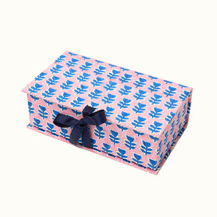 Desk Organiser Box Flower Navy Pink