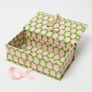 Desk Organiser Box Flower Green Pink