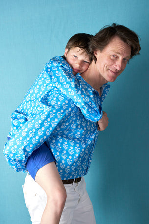 Kids Relaxed Cotton Shirt Dianthus Azure Blue