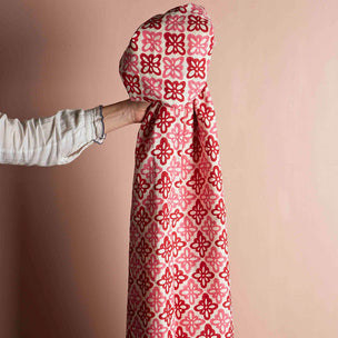 Pattee Block printed Fabric Linen Pink