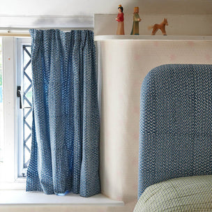 Tuk Tuk Block printed Fabric Cotton Blue