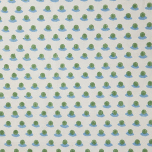 Berry Block printed Fabric Linen/Cotton Grass/Sky