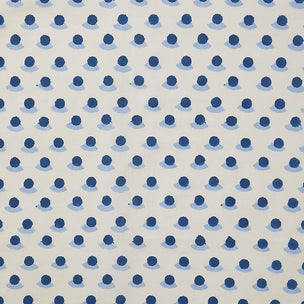Berry Block printed Fabric Linen/Cotton Indigo/Sky