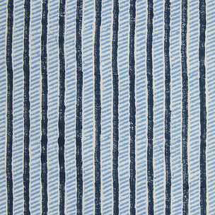 Garden Path Block printed Fabric Linen/Cotton Midnight/Sky