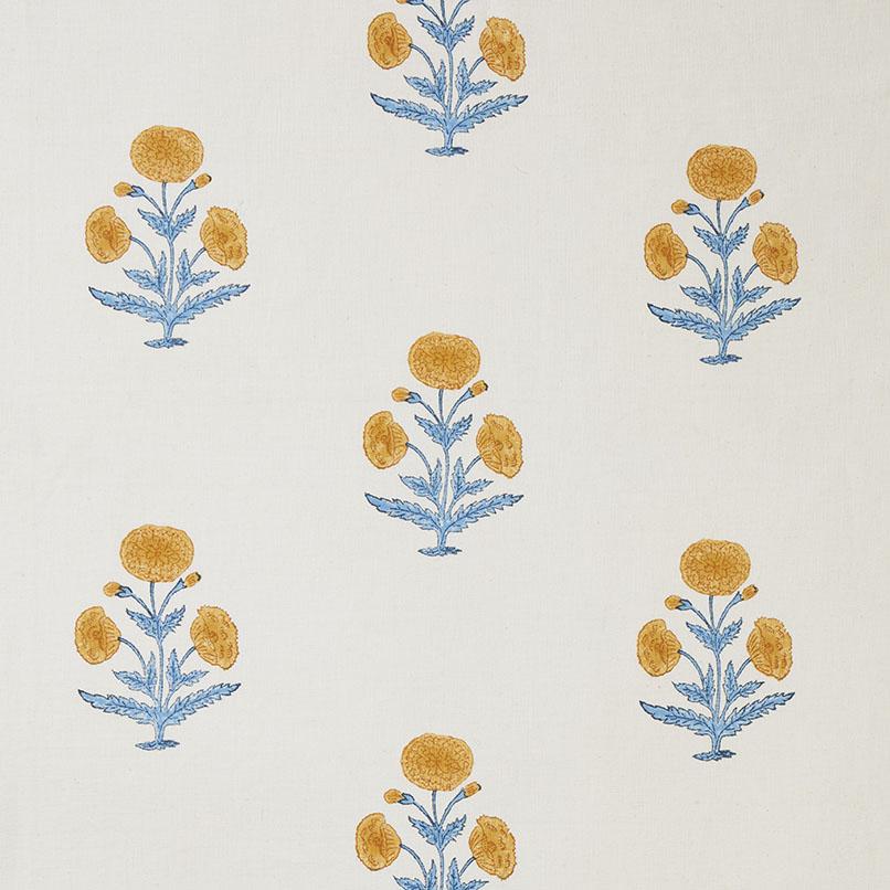 Linen hand screen printed fabric - Seedpods in Mustard – Femke