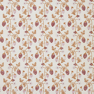 Strawberry Block printed Fabric Linen/Cotton Copper