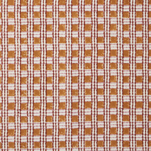 Trellis Block printed Fabric Linen/Cotton Copper/Rust