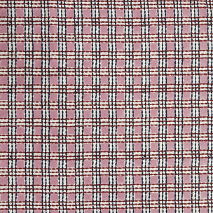 Trellis Block printed Fabric Linen/Cotton Rose/Midnight
