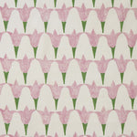 Tulip Block printed Fabric Linen/Cotton Rose/Grass