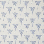 Wild Carrot Block printed Fabric Linen Indigo