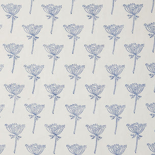 Wild Carrot Block printed Fabric Linen Indigo