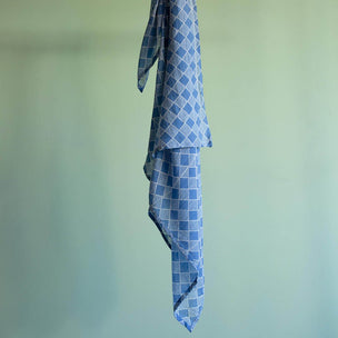 Scarf - Square - Chequers - Blue - 82 x 82 cm