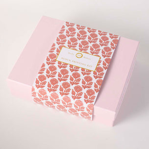 Block Printing Kit Napkins Flower Rust