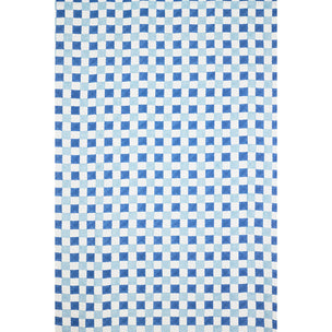 Chequer Block printed Fabric Linen Blues