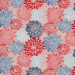 Dahlia Block printed Fabric Cotton Crimson Indigo