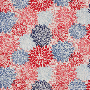 Dahlia Block printed Fabric Cotton Crimson Indigo