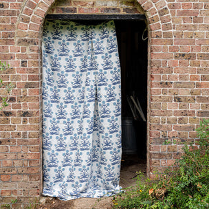 Mughal Block printed Fabric Linen Sky Indigo