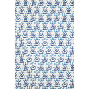 Mughal Block printed Fabric Linen Sky Indigo