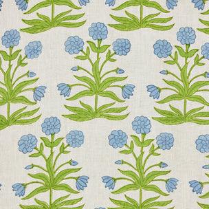 Mughal Block printed Fabric Linen Sky Pistachio