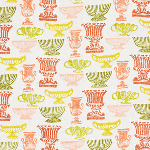 Vases Block printed Fabric Linen Peach Sap Green Sample