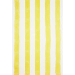 Wide Stripe Block printed Fabric Linen Yellow