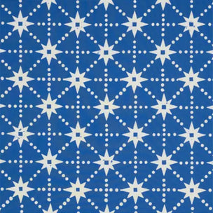 Stars Block printed Fabric Cotton Reverse Light Indigo