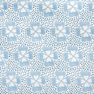 Clover Printed Fabric Linen/Cotton Blue Free Sample