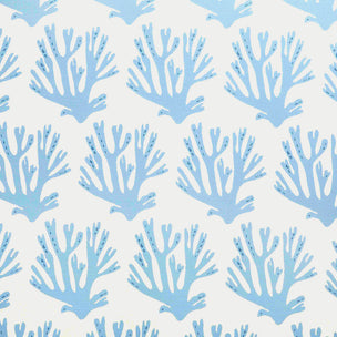 Coral Printed Fabric Linen/Cotton Blue Free Sample