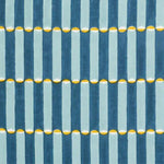 Luna Block printed Fabric Linen Blue/Yellow